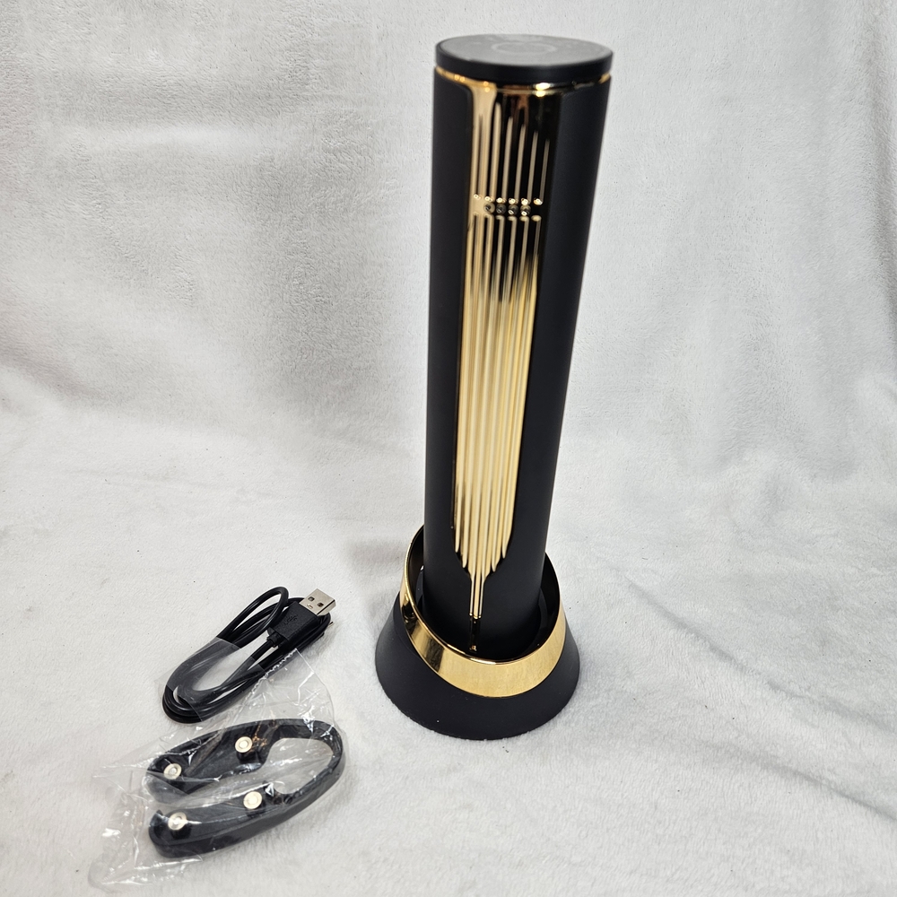 Electric Wine Opener Automatic Rechargeable w/ Foil Cutter Black Gold